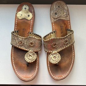 Jack Rogers Gold Snakeskin Sandals